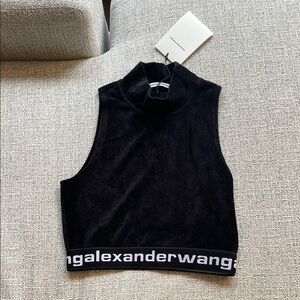 Alexander Wang Black High-Neck Crop Top